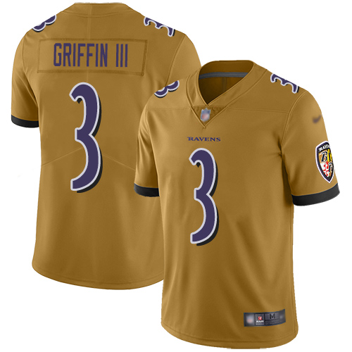 Baltimore Ravens Limited Gold Men Robert Griffin III Jersey NFL Football #3 Inverted Legend->baltimore ravens->NFL Jersey